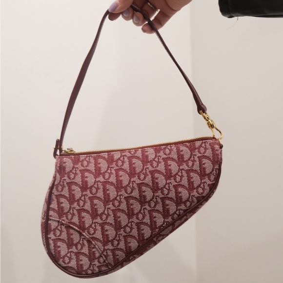 Dior Handbags - Dior Maroon Monogram Saddle Shoulder Bag